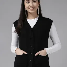 Cayman Black Wool Self Design Cable Knit Cardigan-image-45
