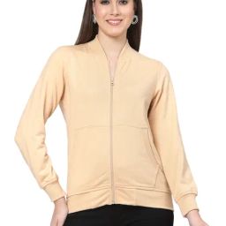 Kalt Beige Cotton Poly Blend Solid Sweat Shirts and Hoodies-image-65