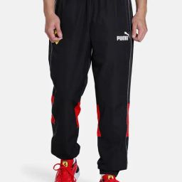 Puma Black & Red Regular Fit Colour Block Joggers-image-86