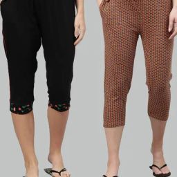 Kryptic Black & Mustard Printed Capris - Pack of 2-image-48