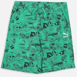 Puma Kids CLASSICS SUPER Grassy Green Printed Shorts-image-43