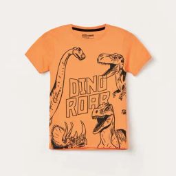 Fame Forever By Lifestyle Orange Cotton Regular Fit Printed T-Shirt-image-31