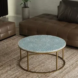 Casagold Harmony Vegan Shell Inlay Coffee Table With Stand - Blue image 3