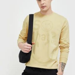 Smileyworld Beige Cotton Regular Fit Printed Sweatshirt-image-99