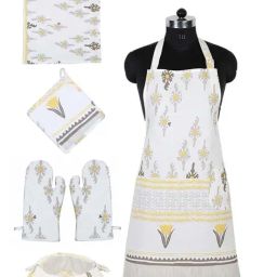 House This Mrinaal Yellow & White Cotton Kitchen Set-41