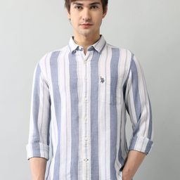 U.S. Polo Assn. Denim Co. Men Classic Regular Fit Vertical Striped Cotton Casual Shirt-image-11