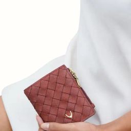 Hidesign Wabi Sabi Red Woven Bi-Fold Wallet For Women-36