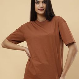 PockMAN Women Bio Finish Drop-Shoulder Sleeves Oversized Pure Cotton T-shirt-image-65