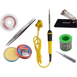 Fadman 7 In 1 Soldering Iron Kit Copper, Iron & Nickle Corded Yellow+Black 25 W with Solder Wire-36