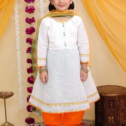 Superminis Girls Ethnic Motifs Cotton A-Line Kurta with Patiala & Dupatta-image-53