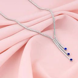 GIVA 925 Silver Blue Lariat Necklace for Women & Girls-image-10