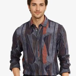 Rare Rabbit Black Regular Fit Abstract Shirt-picture-1
