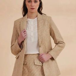 B77 Melike Blazer Semi Formal Textured Linen Blazer-image-24