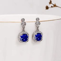 GIVA 925 Silver Sapphire Blue Halo Earrings for Women & Girls-picture-27