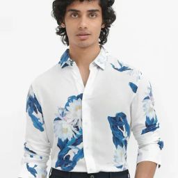 Rare Rabbit White Regular Fit Floral Shirt-image-31
