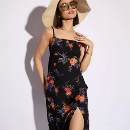 CORSICA Floral Print Slit Midi Dress-picture-48