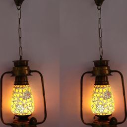 Somil Vintage Kerosene Lantern Style Hanging Lamp, LED Compatible with Clear and Gold Metal Fixture. B22 (Pin Type) Holder, Dimensions: 20 X 13 X 70 Cm.-image-17