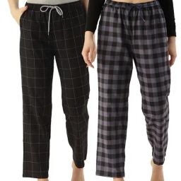 Kryptic Black & Navy Cotton Checks Lounge Pants (Pack Of 2)-image-112