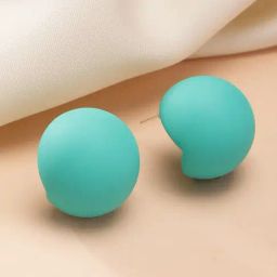 Karatcart Matte Teal Finish Dome Stud Earrings For Women-46