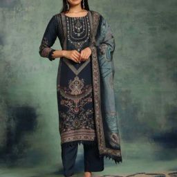 Libas Blue Embellished Kurta & Palazzo Set With Dupatta-image-30