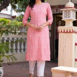 Juniper Pink Embroidered Kurta-image-35