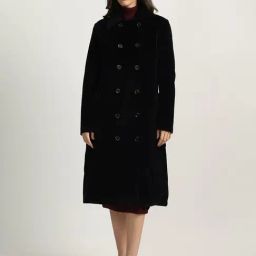 Elle Black Fitted Overcoat-image-42