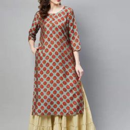 Aarika Grey Cotton Printed Straight Kurta-image-5