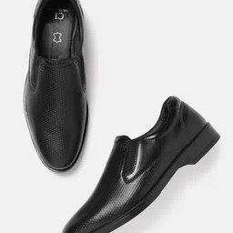 Carlton London Men Textured Leather Formal Slip-Ons-image-40