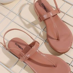 CORSICA Women Pink Solid Synthetic T-Strap Flats-picture-20