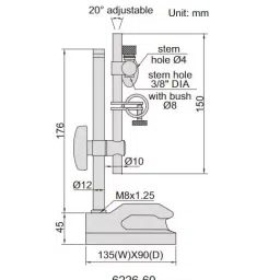 Insize 3/8 Inch Dial Indicator Stand with Fine Adjustment 6226-60 image 2