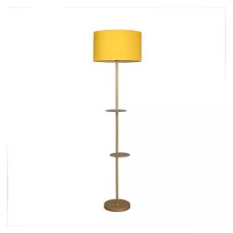 Sanded Edge Metal yellow Shade Floor Lamp with 2 Shelf for Living Room, Home Décor, Gift-40
