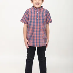 Biglilpeople Boys Standard Opaque Checked Casual Shirt-47