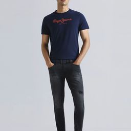 Pepe Jeans Men Typography Printed Round Neck Pure Cotton Slim Fit T-shirt-image-93