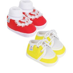 NESKA MODA 3 To 12 Months Infants 2 Pair Combo Soft Cotton Butterfly Frill Booties-image-11