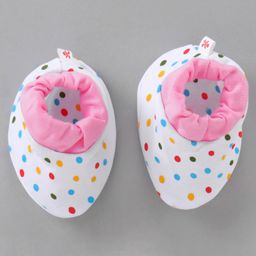 Child World Booties Polka Dots Print - White Pink-28
