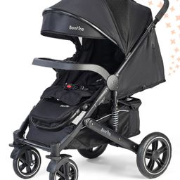 Bonfino Triton Baby Stroller with Adjustable Canopy and Recliner - Black-17