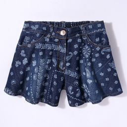 Little Kangaroos Above Knee Length Floral Print Shorts  - Dark Blue-picture-35