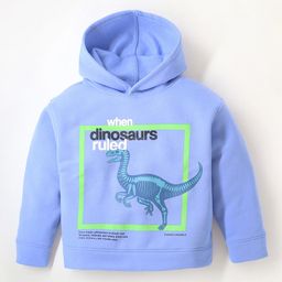 Cherry Crumble Full Sleeves Dinosaur Printed  Hooded Sweatshirt - Blue-image-48