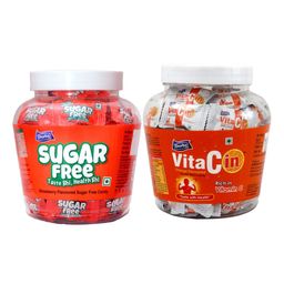 Derby Combo Pack Of Sugar Free Strawberry Candy and Vitacin Jar -  Pack Of 2-17