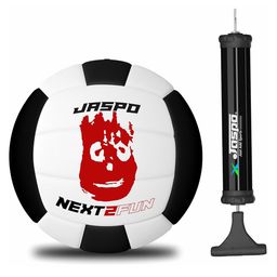 jaspo Soft Touch Recreational pu Leather Volleyball with Hand Air Pump Machine Stitched Volleyball Waterproof IndoorOutdoor Size 5 Next to Fun - Black White-8