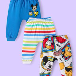 Babyhug Disney Interlock Knit Diaper Leggings with Mickey MouseGraphics Pack of 3 - Blue Red & Yellow-image-20