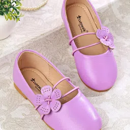 Cute Walk by Babyhug Slip on Ballerina with Floral Applique - Purple-picture-32