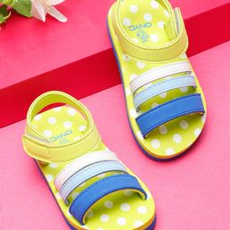 ONYC Polka Dots Designed Velcro Closure Sandals - Lime Green-image-85