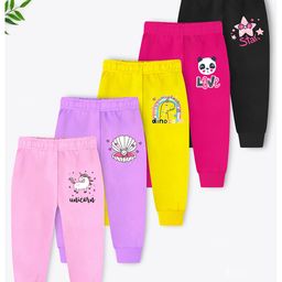 Trampoline Cotton Blend Pack Of 5 Unicorn & Star Printed Pajamas - Multi Colour-image-49