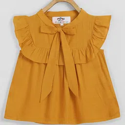 Chuppan Chupai Rayon Sleeveless Bow Tie Up Detailed Peplum Top - Mustard-picture-45