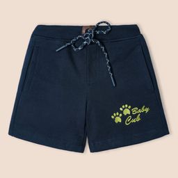 Nino Togs Cotton Baby Cub Text Embroidered Shorts - Navy Blue-image-23