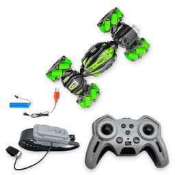 Fiddlys The Flyers Bay Stunt Car Toy with Gesture Sensing Twist and 2.4G Remote Control Technology - Orange - Double-Sided Car - Mini Deformation Toy Cars for Kids (Green)-15