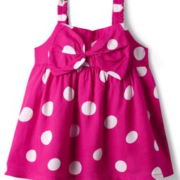 Babyhug Woven Sleeveless Top with Bow & Polka Dots - Pink-image-18