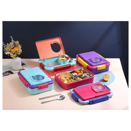 SANJARY Stainless Steel Lunch Box for Kids, Snacks Box with Plastic Spoon and Fork, Cute Food Box 1250ml Color Design May Vary-image-25