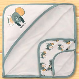 Doreme Interlock Knit Hooded Towel and Wrapper Elephant Print L 83.5 x B 82.5 cm - Grey-image-64